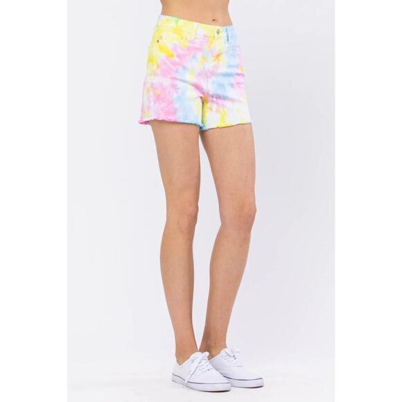 Judy Blue Swirl Tie Dye Shorts Multi Size 16 - Picture 3 of 8